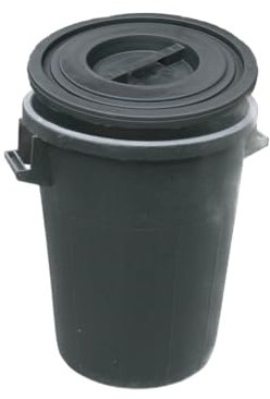 Generico Bidone per Immondizia Rifiuti in Plastica Nero con Coperchio - 2 Manici Per un Pratico Utilizzo 50L, 1 pezzo