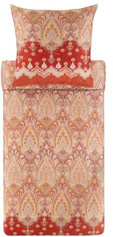Bassetti ISOLABELLA Bettwäsche + 1 Kissenhülle aus 100% Baumwollsatin in der Farbe Rot R1, Maße: 135x200 + 1 K 80x80 cm - 9329903