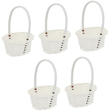 WHAMVOX 5stücke Kunststoff Rattan Korb Für Blumen Aufbewahrung Gewebter Korb Für Zuhause Kleine Rattan Körbe Als Dekoration Und Organisation Für Schreibtisch Bad Küche