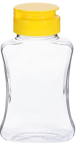 sourcing map Botellas de plástico para miel de 180 ml, dispensador de miel a prueba de fugas, recipientes de miel recargables con tapa abatible para almacenar y dispensar
