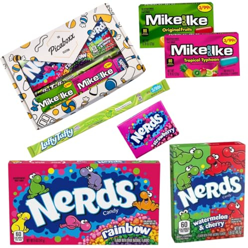 Picaboxx | Nerds | Laffy Taffy Rope | Mike & Ike | Gift Box | American Sweets | American Candy | Assorted Flavour | Soft & Hard Candy Gift Box | Pack of 1 | Weight 339g