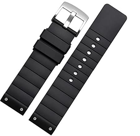 HSPTR Uhrenarmband-Zubehör, für Cartier W20121U2 Santos100, Silikon-Armband, weiches Gummi-Sportarmband, Herren- und Damenarmband, 23 mm(Black-silver)