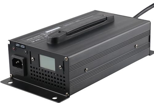 Lzyjck Chargeurs de Batterie pour Chariot élévateur 12 V/24 V/36 V/48 V/60 V/72 V avec écran LCD, pour transpalette, Chariot élévateur électrique, voiturette de Golf,36v 25a,B