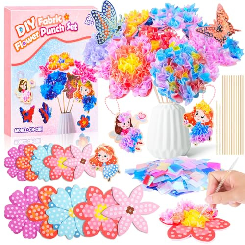 Muyohix Kit de Bricolage Pour Enfants 4 5 6 7 8 9 Ans, Kits de Bricolage à Fleurs, Bouquet De Fleurs Avec Paillettes, Activite Manuelle Kit Loisirs Creatif Cadeau pour Filles de 4 à 10 Ans (NO Vase)