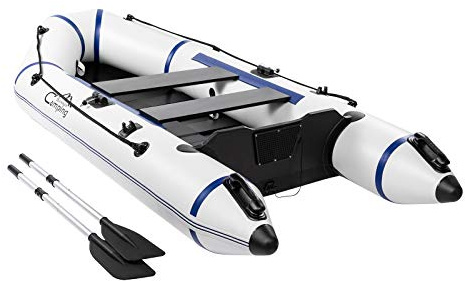 Inflatable Boat for Adults, 2 Person Fishing Kayak Camping Survival 10ft PVC Raft with Paddles, Pump, Repair Kit, 726lbs Capacity