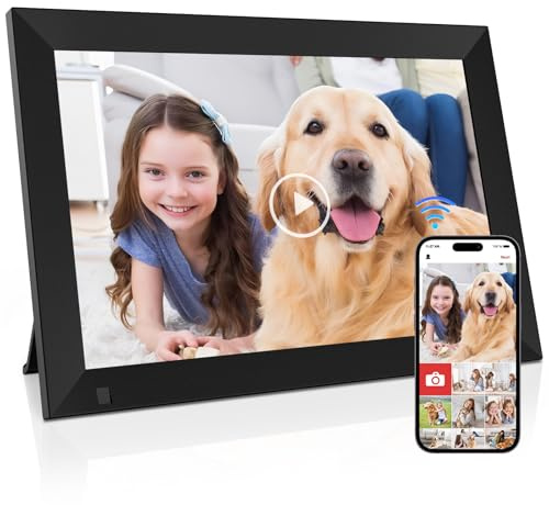 GGUA WiFi Digitaler Bilderrahmen - 10.1 Zoll Elektronischer Bilderrahmen 1280 * 800 IPS Touchscreen, 32GB Speicher, Automatische Rotation Teilen Sie Fotos und Videos sofort über Frameo App