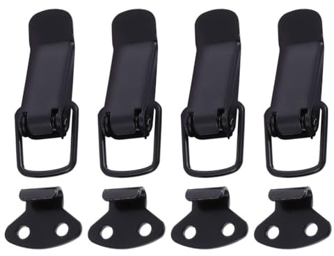 POPETPOP Toggle Latch Box Closure Spring Loaded Cabinet Latches Hardware 4 Pieces Black Tension Latch with Screws for Boxes Chests Doors Windows and Lids 3.54 X 1.26 X 0.20 in