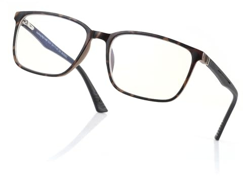 ZENOTTIC Occhiali con Filtro Luce Blu, Occhiali da Lettura Uomo con Montatura TR Quadrata, Antiriflesso per Sport e Computer