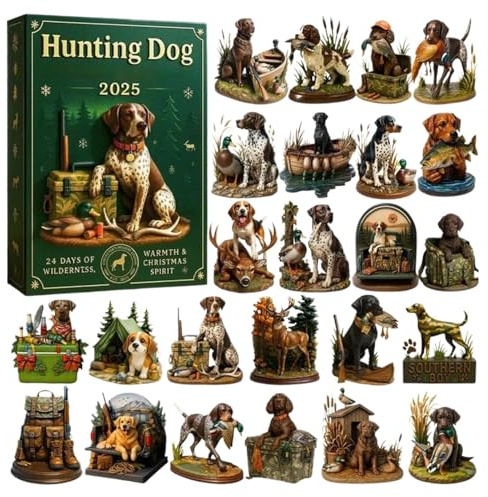 Nuevo calendario de adviento para perros de caza 2025, colgantes de acrílico 2D para árboles de Navidad, calendario de cuenta regresiva de 24 días de Navidad con colgante de razas