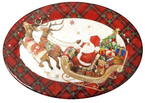BRANDANI Christmas Vassoio Ovale Natalizio 50x35,5cm Melamina