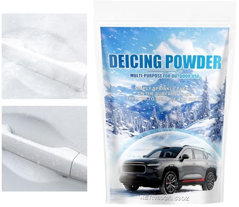 Poudre de dégivrage pour vitres de voiture, 100 g, dégivreur de glace, anti-buée, pour pare-brise, essuie-glace, voiture, camping-car, camion, garage, autoroute
