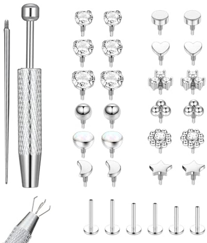 Helix Piercings Damen Herren Labret Piercing Gold Flache Nasenstecker Edelstahl Lippenpiercing Innengewinde Tragus Knorpel Conch Nasen Ohr Medusa Piercings Schmuck Mit Kugelgreifer Für Frauen