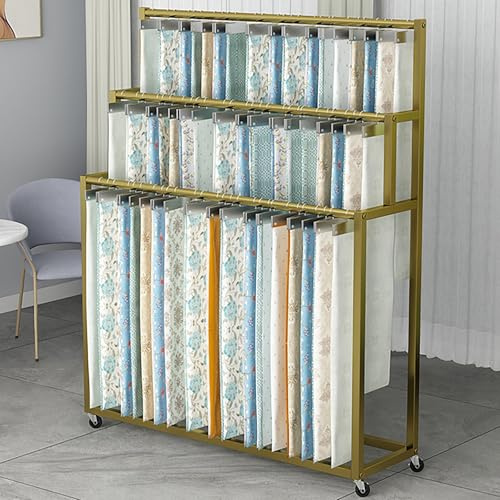 Carrello portaoggetti in tessuto resistente, con ruote, espositore in tessuto, per vestiti e sciarpe, design in acciaio resistente, grande capacità (100 x 35 x 150 cm)