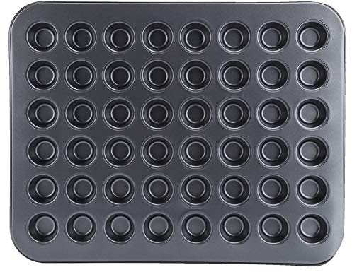 SIXRUN Teglia per Cupcake Antiaderente in Acciaio Al Carbonio da 48 Tazze, Mini Vassoio Rotondo per Muffin con Rivestimento in PTFE, per Cuocere 4 Dozzine di Cupcake