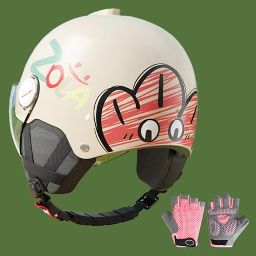 Casco De Ciclomotor para Niños con Bonito Diseño, Homologado Según La Norma ECE 22.06, con Visera Solar para Niños Y Niñas De 3 A 12 Años. H,45-55cm