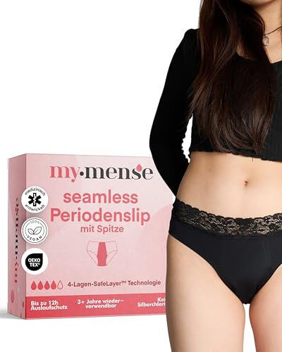 mymense Seamless Periodenslip Magnolia Pro I Größen 30-52 I Periodenunterwäsche mit starker Saugkraft, ersetzt bis 4 Tampons & 12h Schutz I Ultradünn, auslaufsicher & nahtlos I Für starke Tage & Nacht