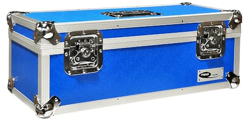 Blue Vinyl Record Storage Box to Store 300 7 Singles 45's RPM 7-inch, Aluminium DJ Flight Carry Case with 3 Partitions by eWorldStock®