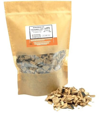 AlcoFermBrew Trucioli di Quercia Bourbon 1000g | from Bourbon Barrels | Scaglie di Quercia | Chips Natural | Scaglie Legno Quercia | Oak Chips