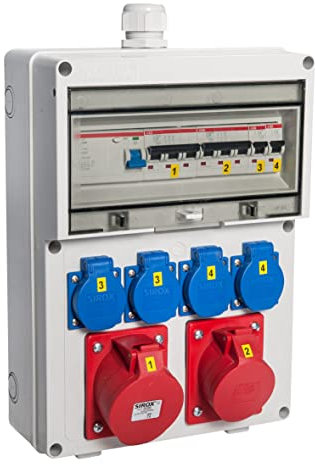 VOTHA® Wandverteiler - verdrahtetWÜRZBURG mit FI-Schalter Steckdose 230 V~ 2, CEE 16 A, 400 V~ 1, CEE 32 A, 400 V~ 1, LS 16 A, 1-polig, C 2, LS 16 A, 3-polig, C 1, LS 32 A, 3-polig, C 1
