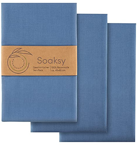 Soaksy 3er Set 100% Baumwolle Geschirrtücher - Saugstark, Strapazierfähig & Pflegeleicht