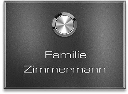 Metzler Funkklingel aus Edelstahl - Kabellos & UV-beständig - hohe Reichweite - Edelstahl Türklingel in Eisenglimmer (DB 703) - Gravur optional (1 Taster)