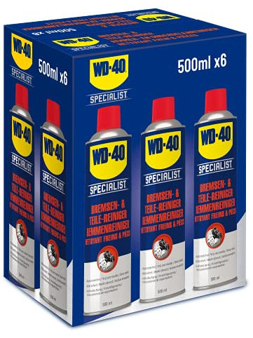 WD-40 Specialist Bremsen- und Teilereiniger 6x500 ml – Fettlöser für Bremsen, Kupplungen und Motorenteile, entfernt Bremsstaub, Öl und Verunreinigungen, verbessert Bremsleistung, verhindert Rückstände