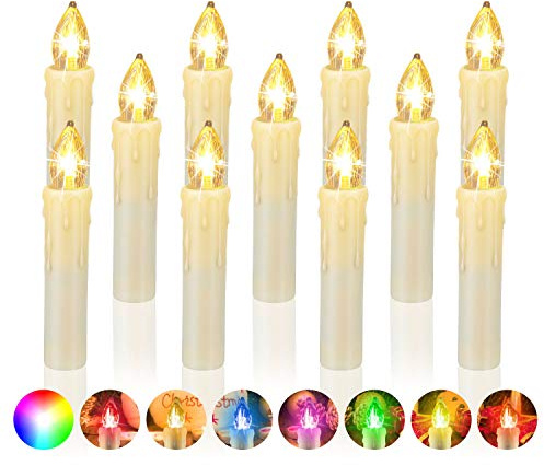 ZIYOUDOLI 10/20/30er LED Weihnachtskerzen mit Fernbedienung Timer Dimmbar, Christbaumkerzen Kabellose Weihnachtsbaumkerzen für Weihnachtsbaum Weihnachtsdeko Hochzeit (10stück)