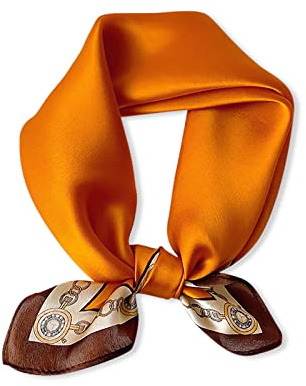 LumiSyne Seidenschal Damen Quadratischer Schal Einfarbig Retro Kette Gedruckte Leicht Weich Vierecktuch Bandana Kopfschmuck Halstuch Haarband
