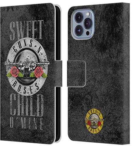 Head Case Designs Licenza Ufficiale Guns N' Roses Sweet Child O' Mine Vintage Custodia Portafoglio in Pelle Compatibile con Apple iPhone 14