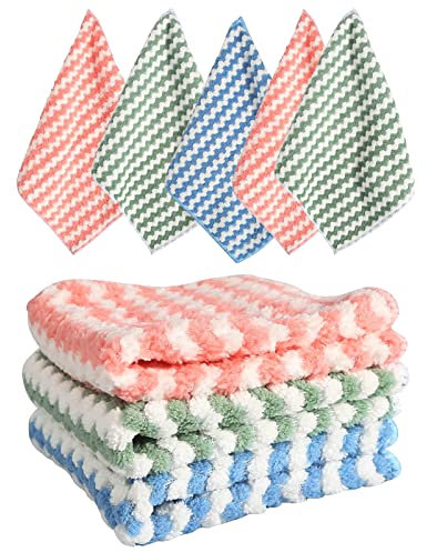 Chiffon Nettoyant Microfibre, Chiffons Multifonction en Microfibre, 5Pcs Torchons de Nettoyage