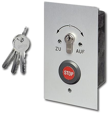 Schlüsselschalter Unterputz Schlüsseltaster GEBA S-EPZ 2-2T Tor Antrieb Motor mit Stop Taste