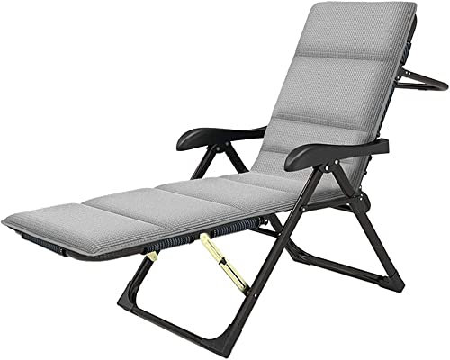 Suuim Extra breiter Garten-Liegestuhl für Erwachsene, robuster, tragbarer Klappstuhl aus Metall, Liegestühle, Schwerelosigkeitsstuhl, Sonnenliegen im Lager, Grau