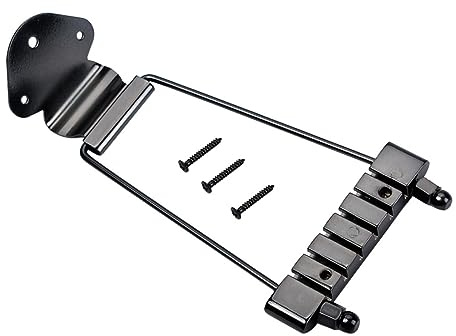 Metall Saitenhalter Satz für 6-saitige Jazz Archtop Gitarren Schwarz | Ersatz Tailpiece, Ausführung mit Sauberer Verarbeitung, Inklusive Schrauben