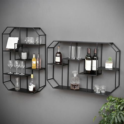Weinregal Wand Barschrank,Vitrine Hängend Metall,Weinschrank Küchenregal,Whisky Regal Wand,Wandmontierte Industrial Style,Flaschenhalter Weinregale,Weinpareite Bar Dekoration für Home Dining Room ( Co