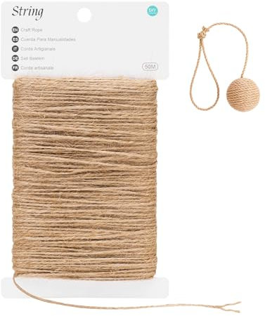 G2PLUS 50m Cuerda de Yute Natural Yute Twine 2mm-Cuerda Manualidades Cuerda de jardinería Bricolaje para el hogar de 3 hebras para jardinería,Envoltura de Regalos,Plantas