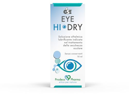 Prodeco Pharma GSE Eye Hidry Soluzione Oftalmica Lubrificante 10 ml - per il Trattamento della Secchezza Oculare - Senza Conservanti - Flacone Multidose - con Acido Ialuronico
