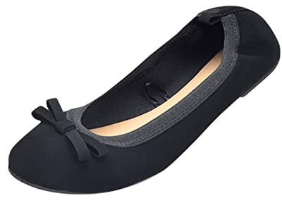 Women's Ballerina Flat Barefoot Shoes Comfortable Elegant Soft Slip On Ballet Flats Round Toe Flats Shoes Lightweight Comfortable Casual Single Shoes Elegant Knot Pumps Shoes, black, 8.5 UK