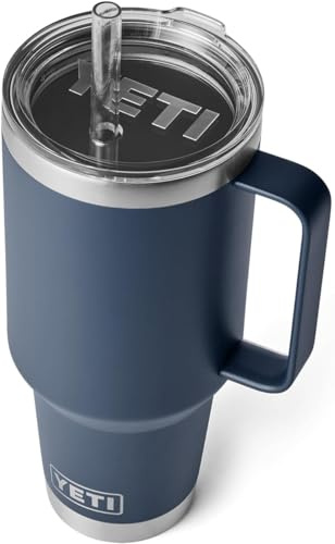 YETI Rambler Straw Mug, Stainless Steel Vacuum Insulated Mug with Stronghold Lid, Navy, 42 oz (1.2 l)