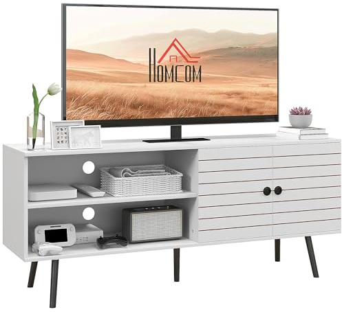 HOMCOM Mueble de TV para Televisores de 65 Pulgadas 145x38x65 cm Blanco