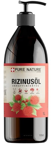 CHOSA Bio Rizinusöl Kaltgepresst Unraffiniert 100% Rein 1000 ml + Spender - Rizinus Öl Haare, Haut, Bart, Wimpern - Vegan Massageöl & Haaröl - für DIY Kosmetik - Castor Oil 1 Liter Flasche