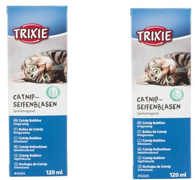 Trixie Catnip tvålbubblor | dubbelpack | 2 x 120 ml | tvålbubblor som kan stimulera leken | Innehåller extrakt av kattmynta för att stödja lekrörelsen