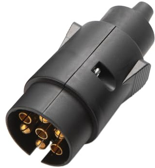 Feuunly Prise Remorque 7 Broches Male, 12V Prise Remorque Connecteur Standard Européenne, pour Caravane Camions Voiture RV Tracteur Remorque Connecteur (Caoutchouc)