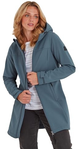 TOG24 Keld Veste softshell légère et longue pour femme, coupe-vent, imperméable, avec capuche, doublure polaire pour plus de chaleur, idéale pour la randonnée, la marche et un usage quotidien, Pierre