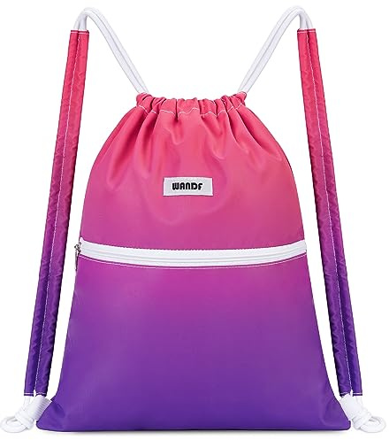 WANDF Kordelzug-Rucksack mit Schulterpolster Turnbeutel Sportbeutel Gym Bag Verstellbar Tunnelzug Gymsack für Damen Herren Kinder mit Innentasche 11 Liter für Sport und Reisen
