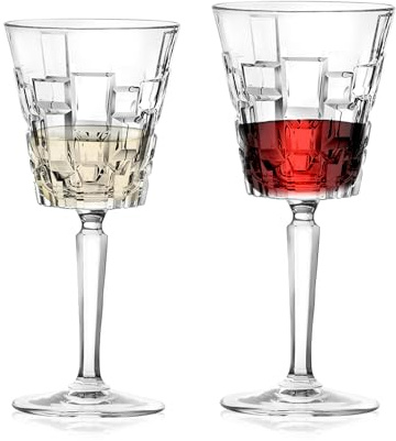 Sicignano Lot de 12 verres Etna en cristal – 6 verres à vin CL.28 + 6 verres à eau CL.20, brillants, résistants et lavables au lave-vaisselle, design élégant et durable