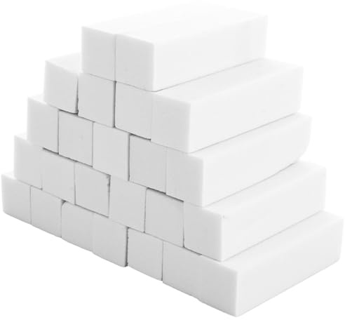 ASelected 24PCS White Nail Buffer Block, Buffer Sanding Block, 20Grit Nail Buffer for Home and Salon Use, Nail Art Tips Tool Finger Manicure Pedicure Tools