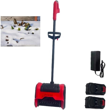 Hooha 2 Akkus 2Ah Schneefräse für Hinterhof & Wintergarten Faltbare & Abnehmbare Aufbewahrung Elektrische Schneeschaufeln Häuslich Snow Shovel | 8m Wurfweite | Arbeitsbreite 32 cm | Schneehöhe 15cm