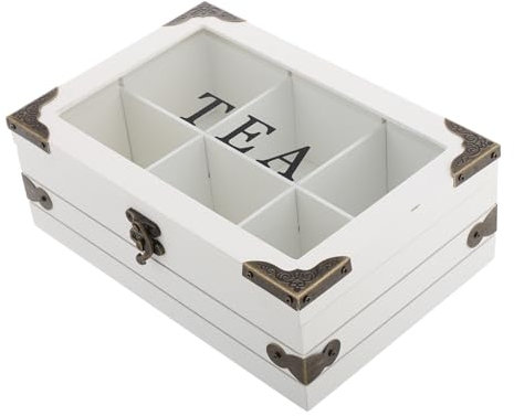 Amosfun Vintage Wooden Tea Bag Box Container Holder Storage for Kitchen Tea Case