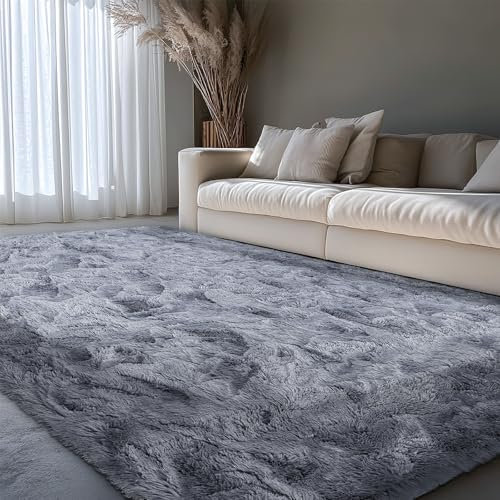 XSIVOD Alfombra Pelo Largo Grande Suave y Esponjosa, Gris, 140 x 200 cm