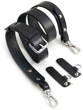 Schulterriemen aus Leder für Longchamp S Handtasche Taschen, Oberste Schicht Rindsleder Schultergurt für Le pliage Small Tasche mit Umrüstsatz-Ersatz (Schwarz)